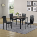 5 Piece Metal Dinette Set with Faux Marble Top - Black
