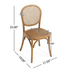 Vintage Style Dining Chairs Set of 2 with Birch Wood Frame and Rattan – Light Brown or Beige