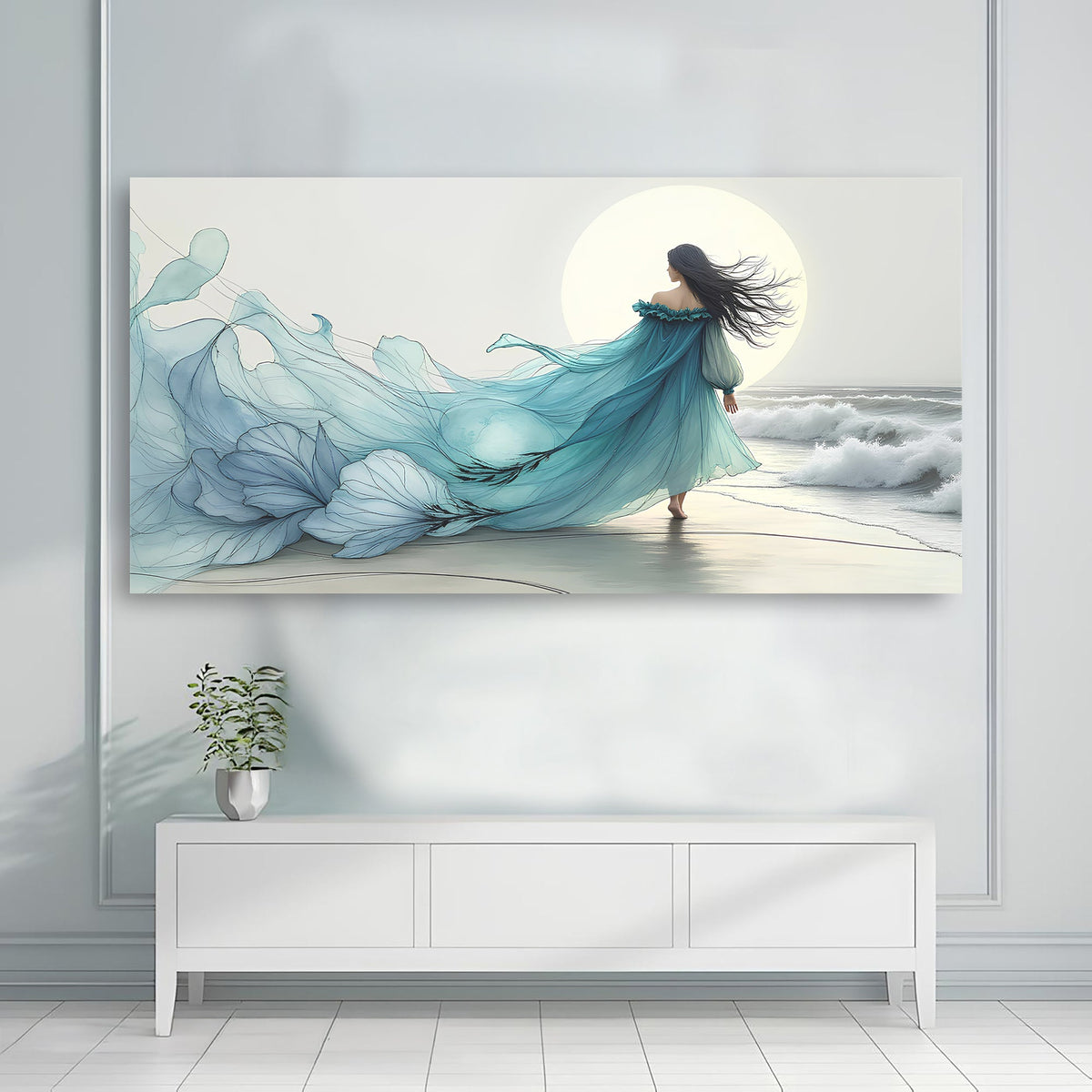 Swirling Winds by the Ocean Abstract Wall Art