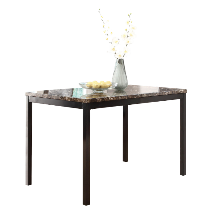 5 Piece Metal Dinette Set with Faux Marble Top - Black