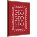 Ho Ho Ho Cross Stitch Red by Kikiandnim Framed Canvas Wall Art Print