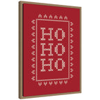 Ho Ho Ho Cross Stitch Red by Kikiandnim Framed Canvas Wall Art Print