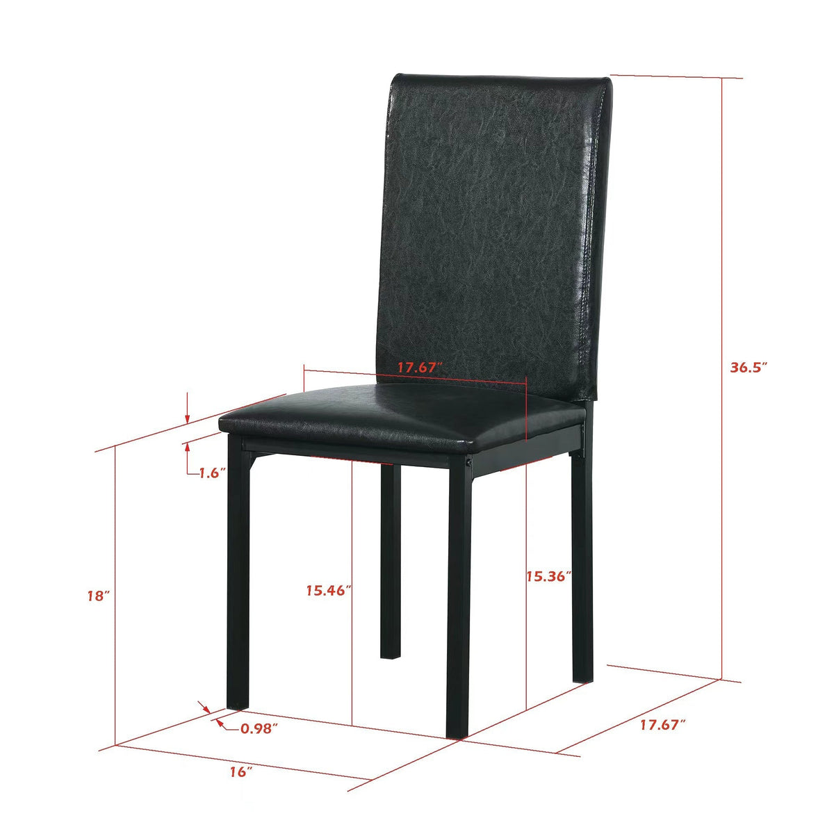 5 Piece Metal Dinette Set with Faux Marble Top - Black