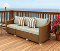 Rattan Wicker Seater Patio Couch with Cushions and Throw Pillows