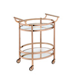 Lakelyn Clear Glass & Rose Gold Finish Serving Cart