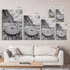 Compass On Cliff, Adventure Travel Art, Nautical Wall Decor, Framed Canvas Print, Rustic Office Art, Nature Explorer Gift Idea