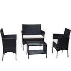 4 PC Rattan Patio Furniture Set Outdoor Cushioned Wicker Sofa