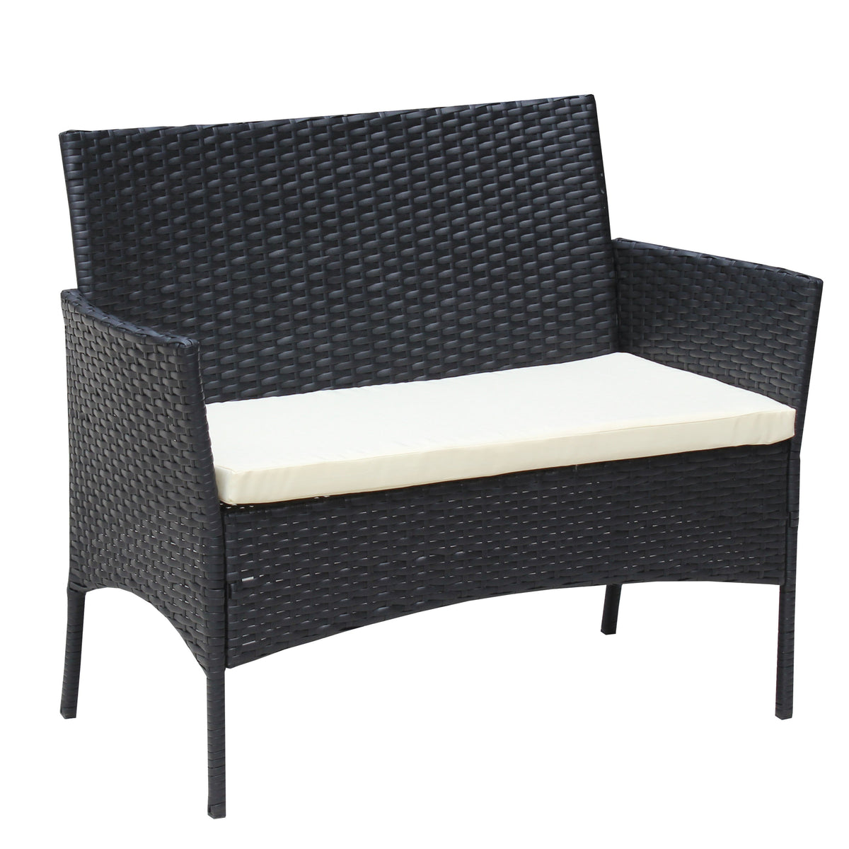 4 PC Rattan Patio Furniture Set Outdoor Cushioned Wicker Sofa