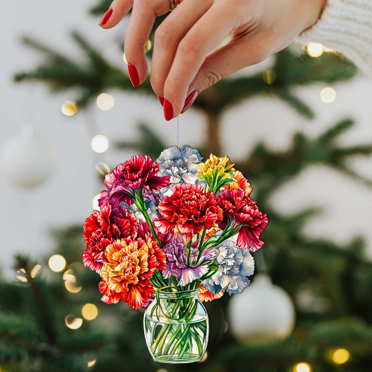 Flowers in the Vase Wooden Ornaments by G. Debrekht - Love Family Decor - 8688317