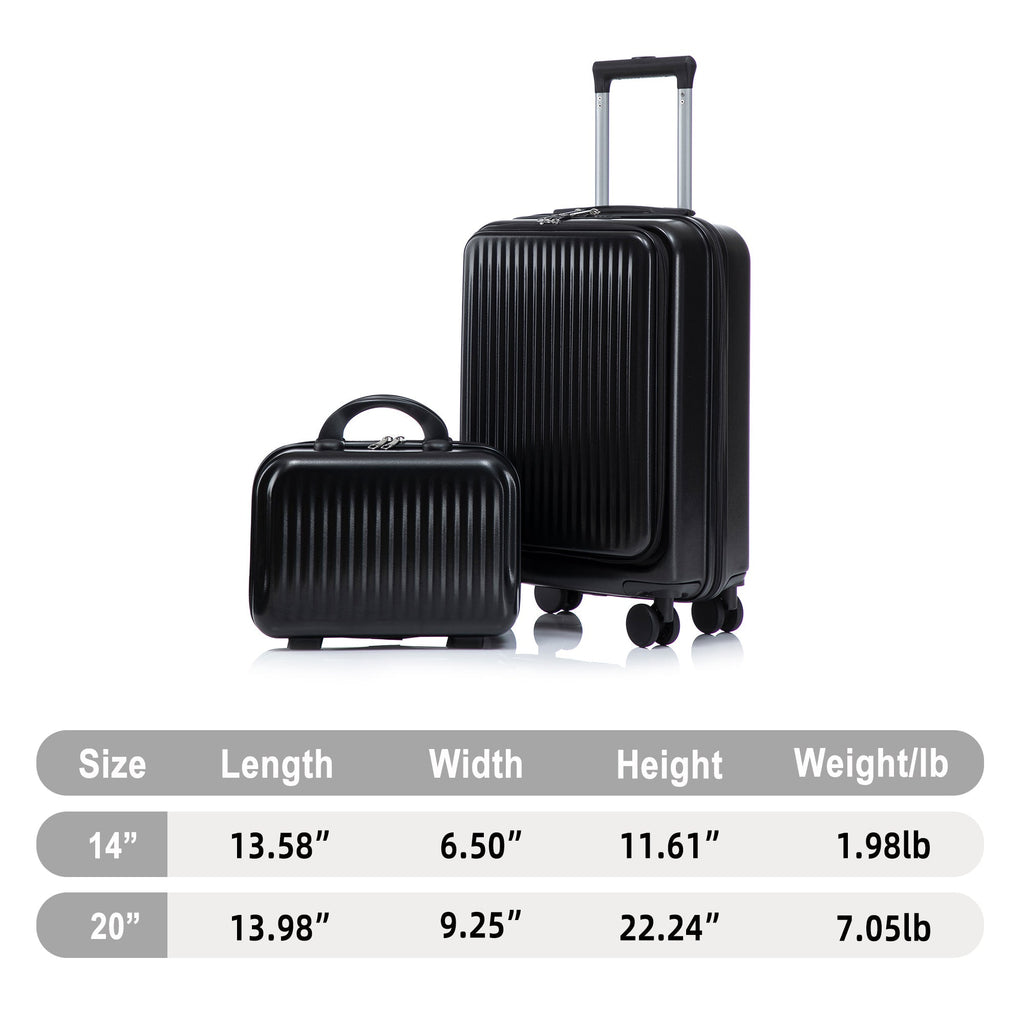 14' & 20' ABS Spinner Wheel Luggage Set with Cosmetic Case
