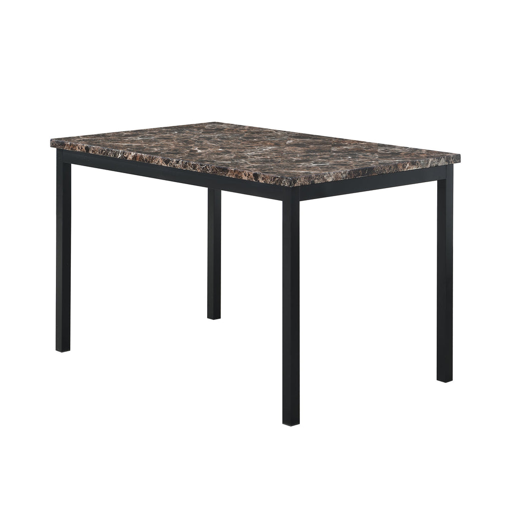 5 Piece Metal Dinette Set with Faux Marble Top - Black