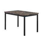 5 Piece Metal Dinette Set with Faux Marble Top - Black