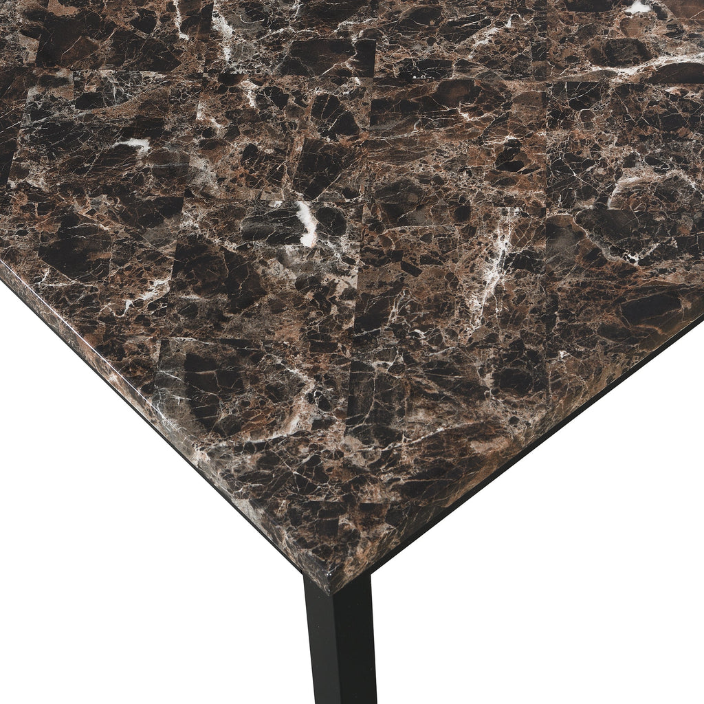 5 Piece Metal Dinette Set with Faux Marble Top - Black