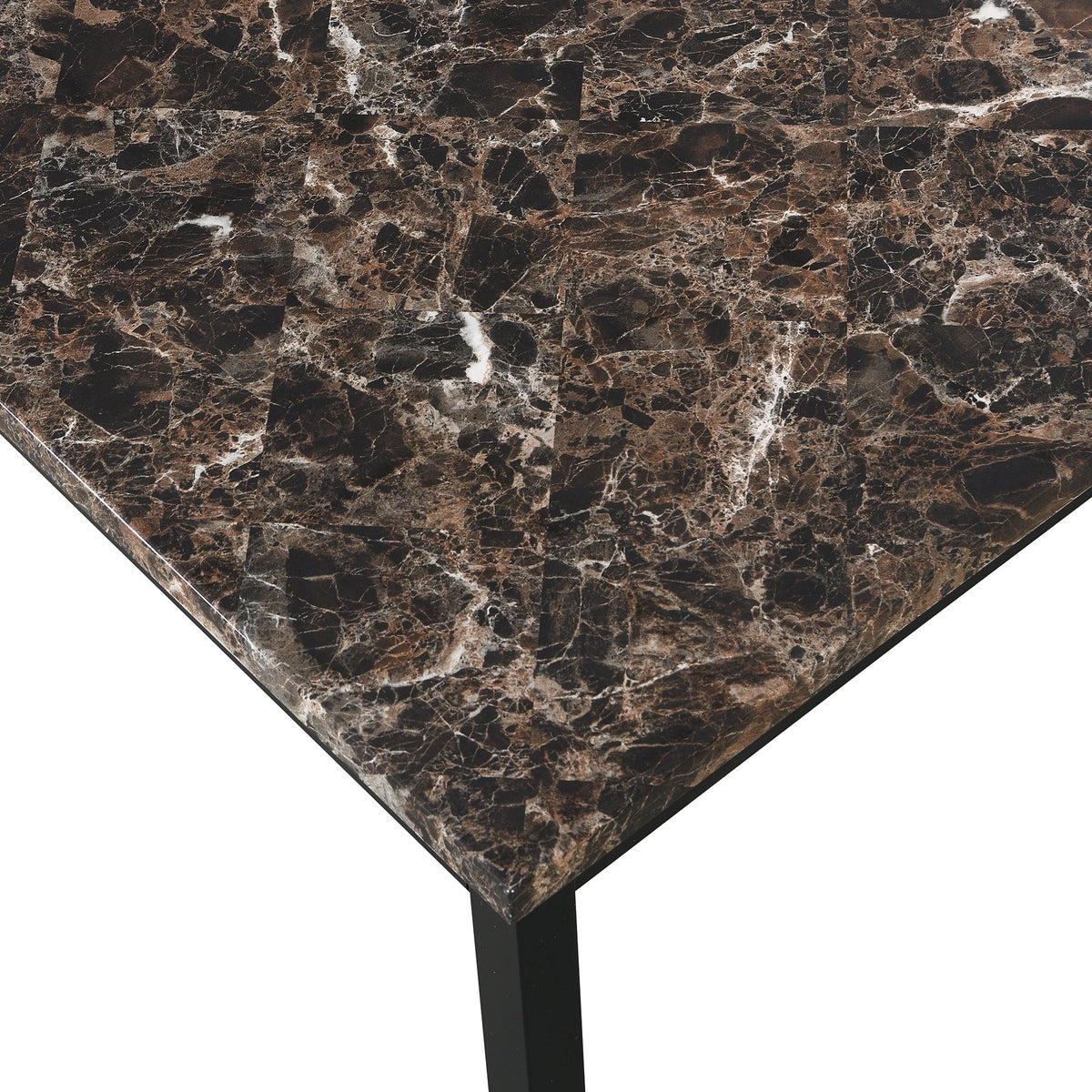 5 Piece Metal Dinette Set with Faux Marble Top - Black