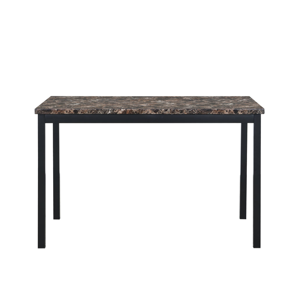 5 Piece Metal Dinette Set with Faux Marble Top - Black