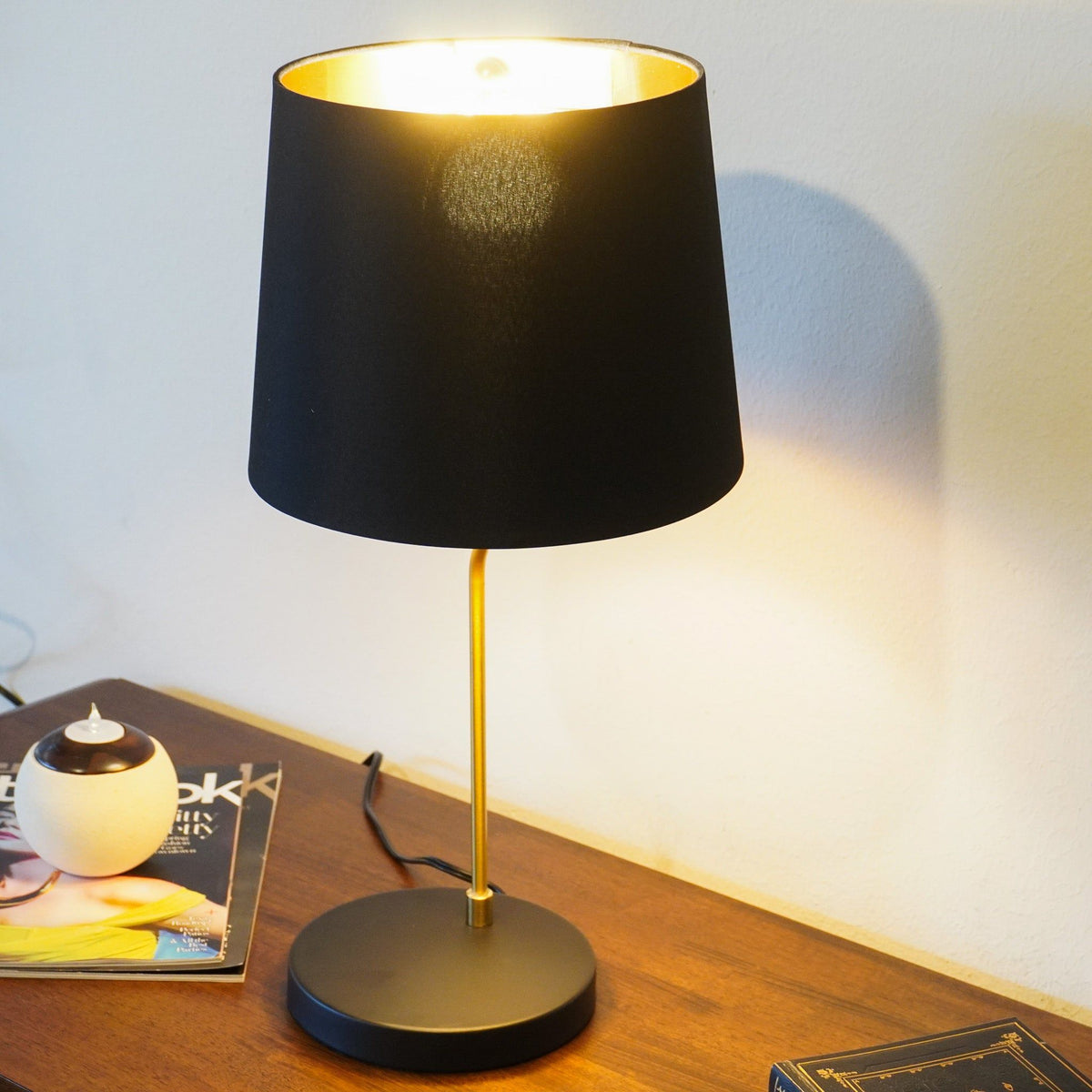 Black Desk Lamp for Bedside and Table Use with Ergonomic Lighting
