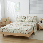 DaDalogy Enchanted Meadow Bed in a bag Set - Victoria Garden Delicate Floral Symphony in Beige, Rose, and Soft Green, Luxuriously Soft Quilted Set