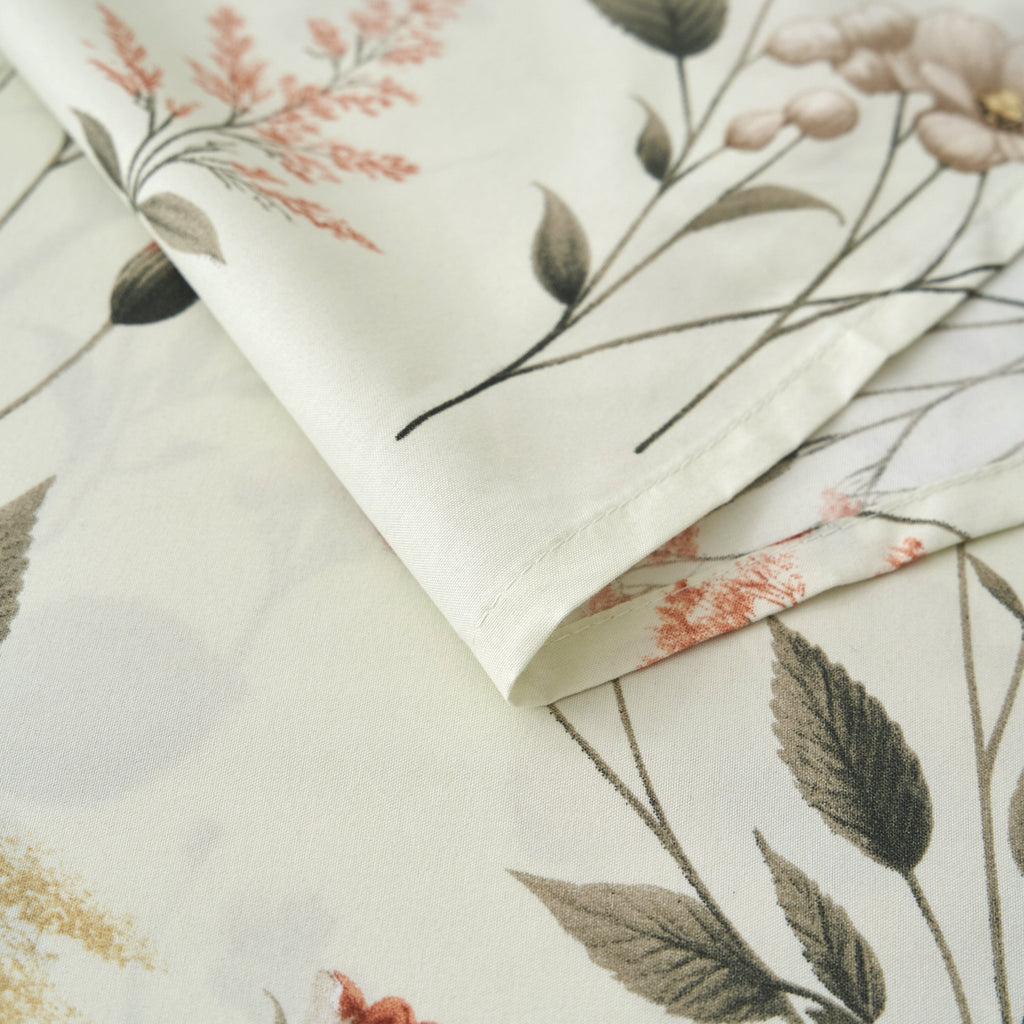 DaDalogy Enchanted Meadow Bed in a bag Set - Victoria Garden Delicate Floral Symphony in Beige, Rose, and Soft Green, Luxuriously Soft Quilted Set