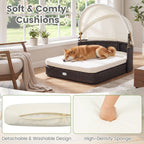Rattan Pet Daybed with Adjustable Canopy for Small & Medium Dogs