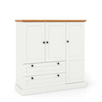 47.5 Inch Kitchen Freestanding Storage Cabinet with 3 Doors and 2 Large Drawers-White