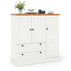 47.5 Inch Kitchen Freestanding Storage Cabinet with 3 Doors and 2 Large Drawers-White