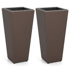 Tall Rattan Plant Pots with Liners - Set of 2