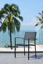 Rinjani Rectangular Table and 4 Vera Stacking Armchair Dining Set