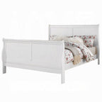 Louis Philippe III White Finish Queen Upholstered Bed with Sleigh Design - White