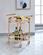Lakelyn Clear Glass & Rose Gold Finish Serving Cart