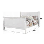 Louis Philippe III White Finish Queen Upholstered Bed with Sleigh Design - White