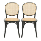 Vintage Style Dining Chairs Set of 2 with Birch Wood Frame and Rattan – Light Brown or Beige