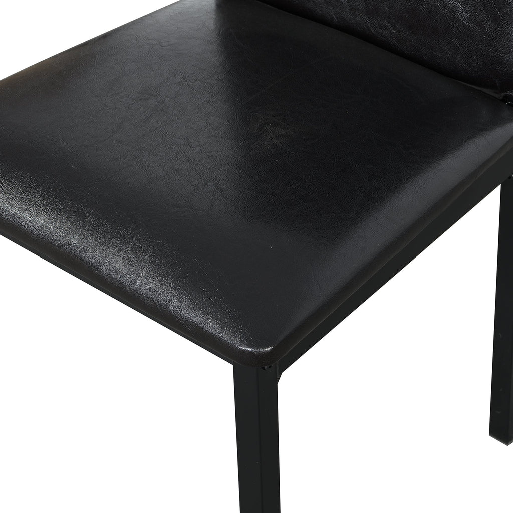 5 Piece Metal Dinette Set with Faux Marble Top - Black