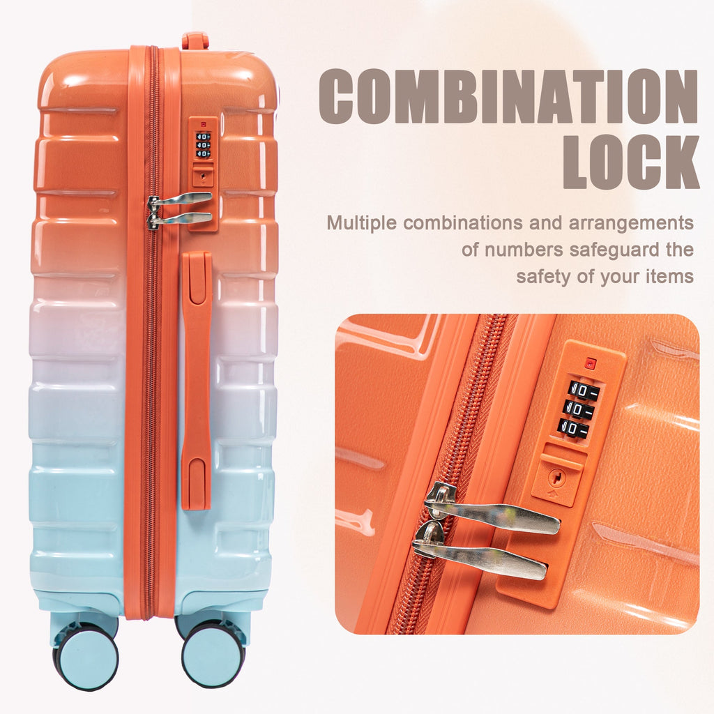 2 Pc PC Spinner Wheel Luggage Set with Gradient Color and Lock