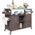 K&K Outdoor Kitchen Island, Rolling Bar Cart & Storage Cabinet