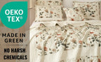 DaDalogy Enchanted Meadow Bed in a bag Set - Victoria Garden Delicate Floral Symphony in Beige, Rose, and Soft Green, Luxuriously Soft Quilted Set