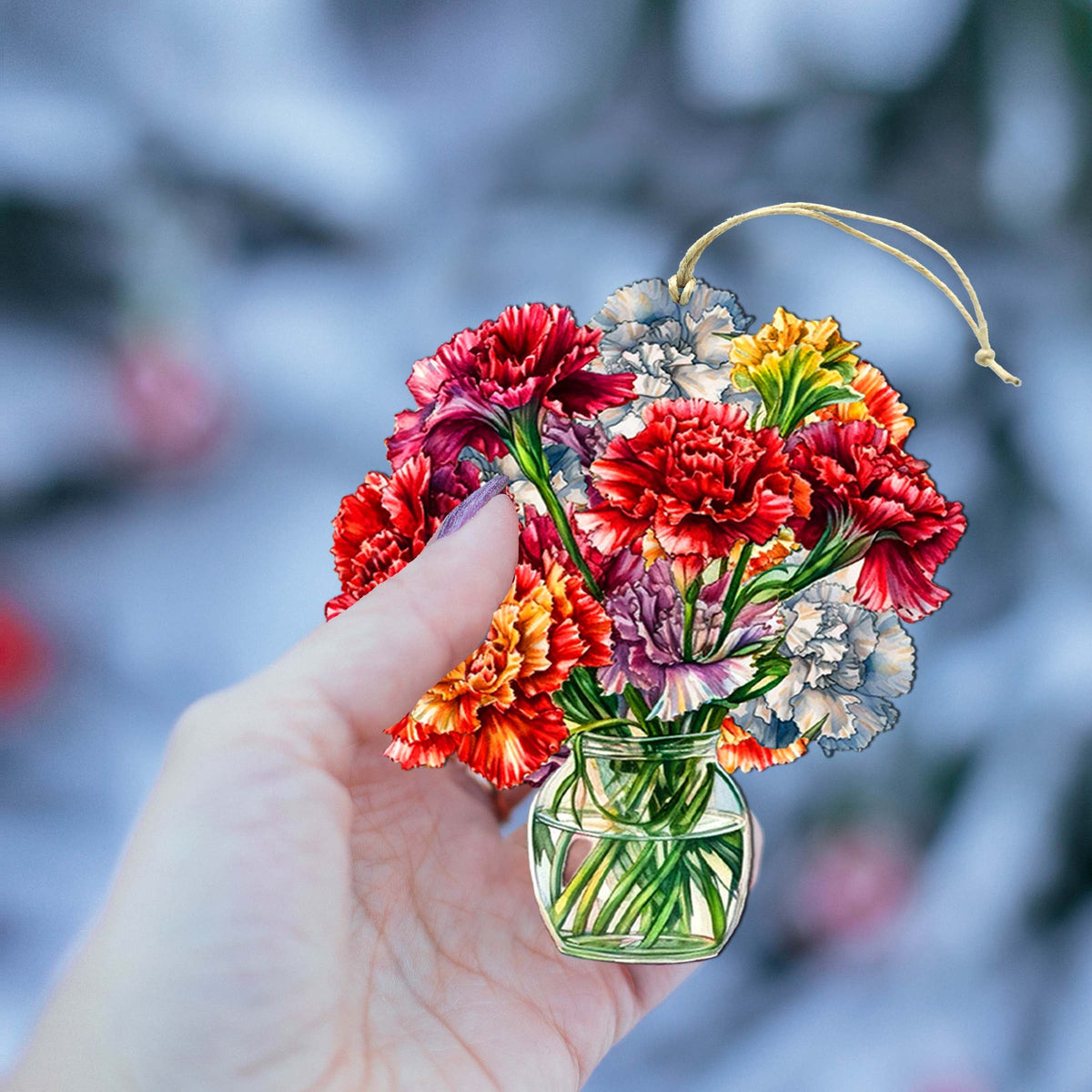 Flowers in the Vase Wooden Ornaments by G. Debrekht - Love Family Decor - 8688317