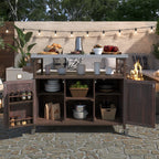 K&K Outdoor Kitchen Island, Rolling Bar Cart & Storage Cabinet