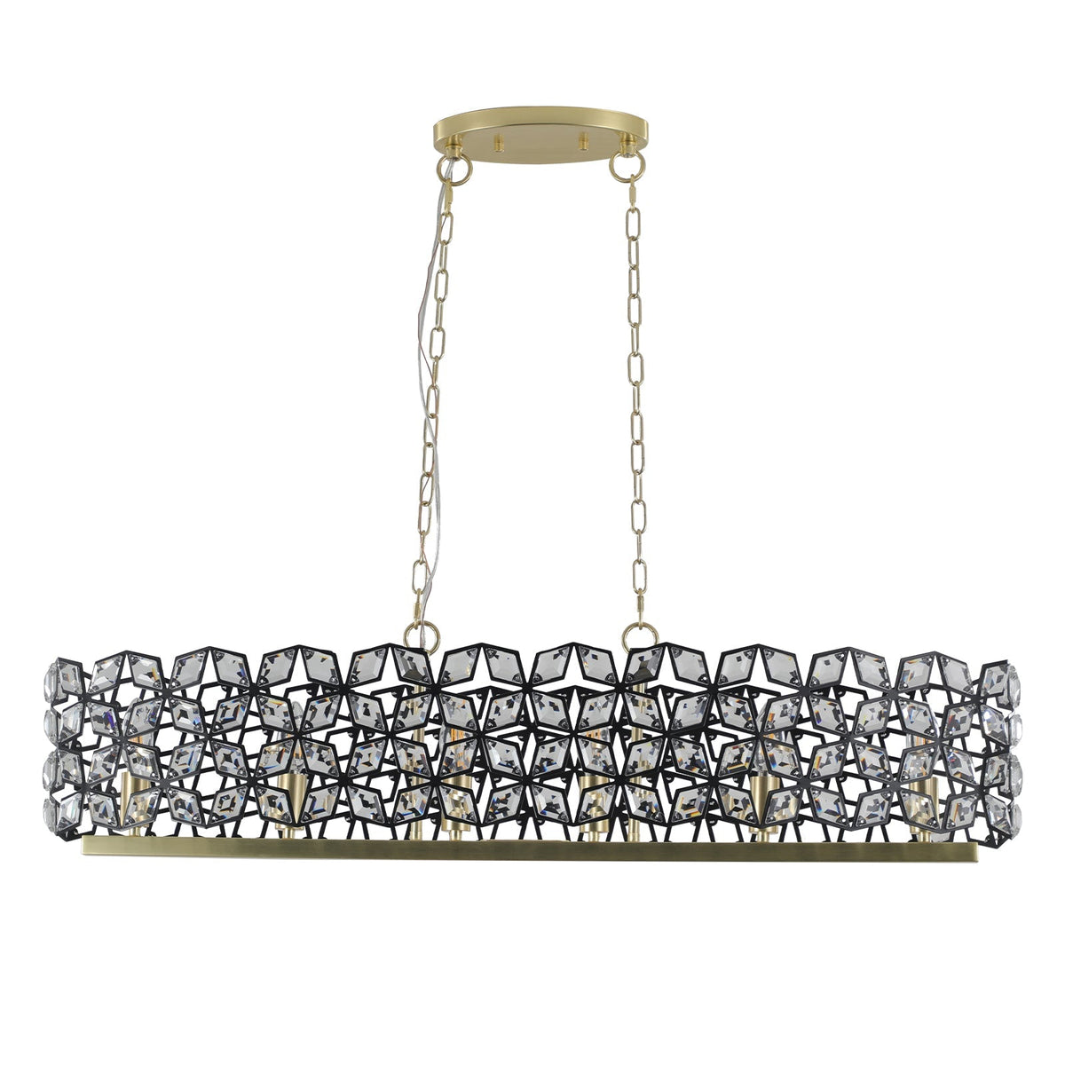 39" Contemporary Crystal and Black-Gold Pendant Chandelier