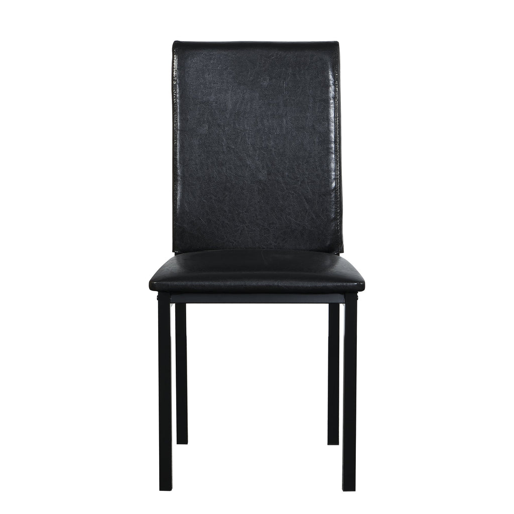 5 Piece Metal Dinette Set with Faux Marble Top - Black