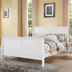 Louis Philippe III White Finish Queen Upholstered Bed with Sleigh Design - White