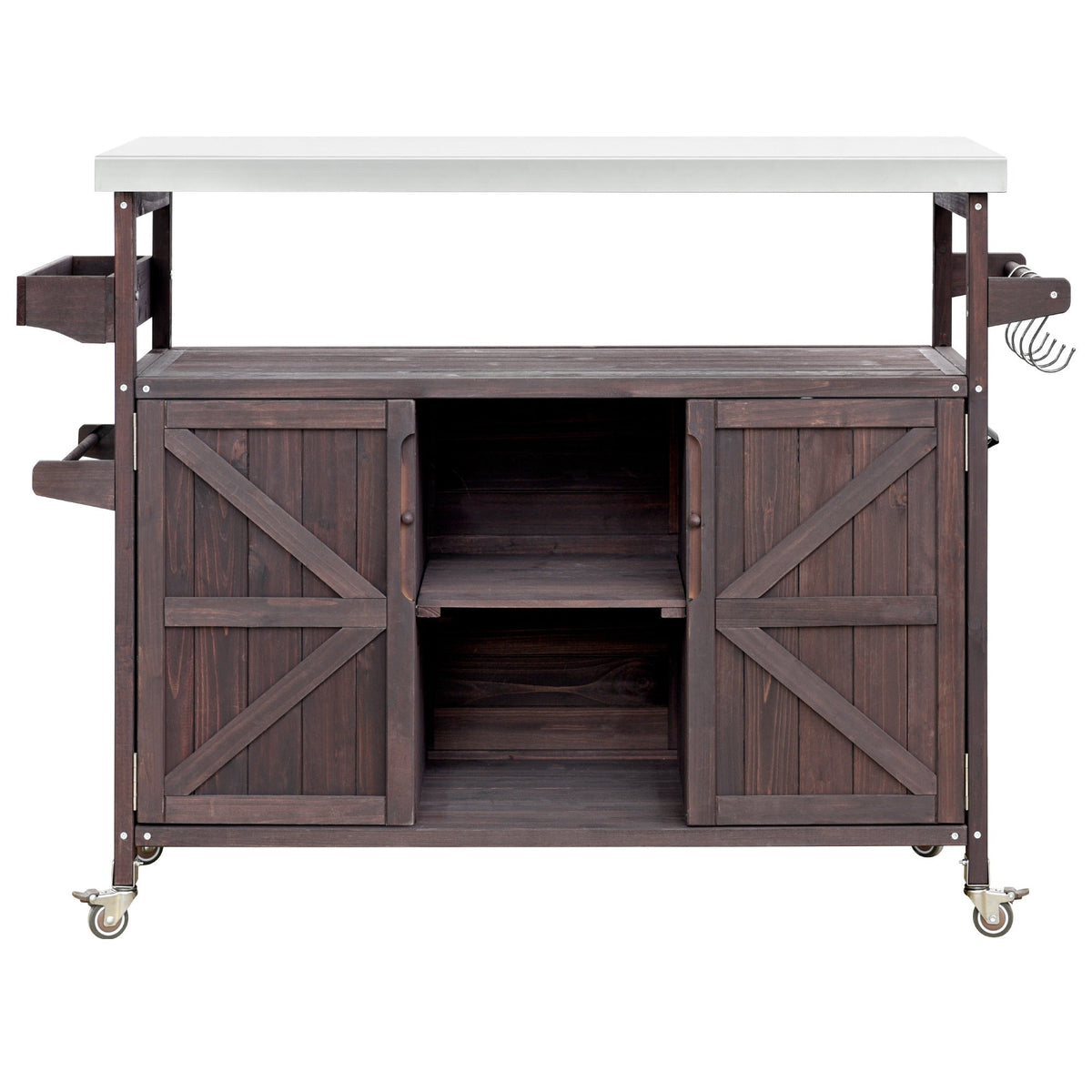 K&K Outdoor Kitchen Island, Rolling Bar Cart & Storage Cabinet