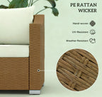 Rattan Wicker Seater Patio Couch with Cushions and Throw Pillows