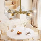 26" Modern Gold 5-Light Sputnik Chandelier with Clear Glass Shades