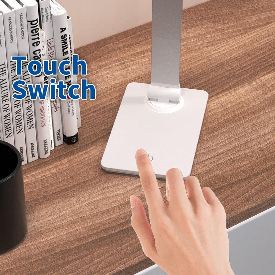 LED Table Lamp Desk Lamp Step less Dimmable Reading Office Foldable Rotatable Touch Switch DC 5V USB Night Light Desk Lamps Decorative Table Lamp Cute Study Lamps for Bedroom Décor