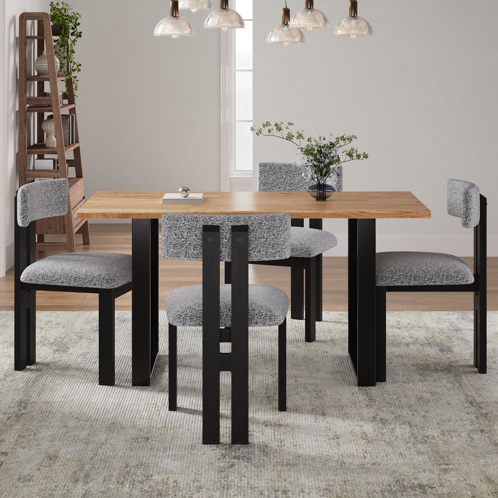 Modern Upholstered Armless Dining Chairs with Metal Legs - Multiple Colors
