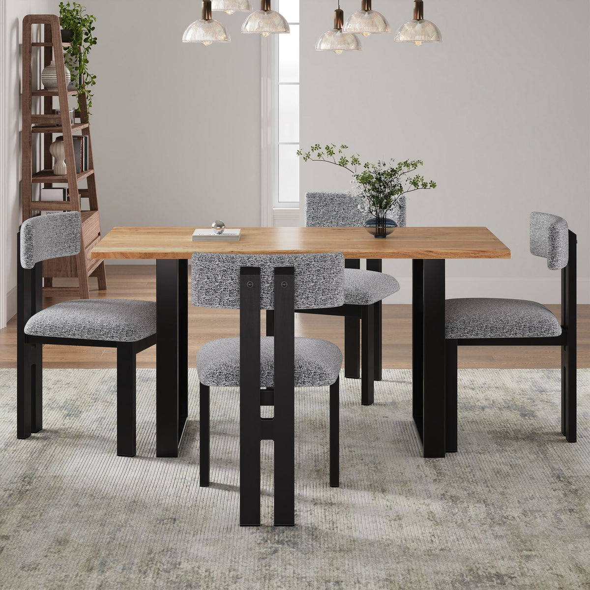 Modern Upholstered Armless Dining Chairs with Metal Legs - Multiple Colors
