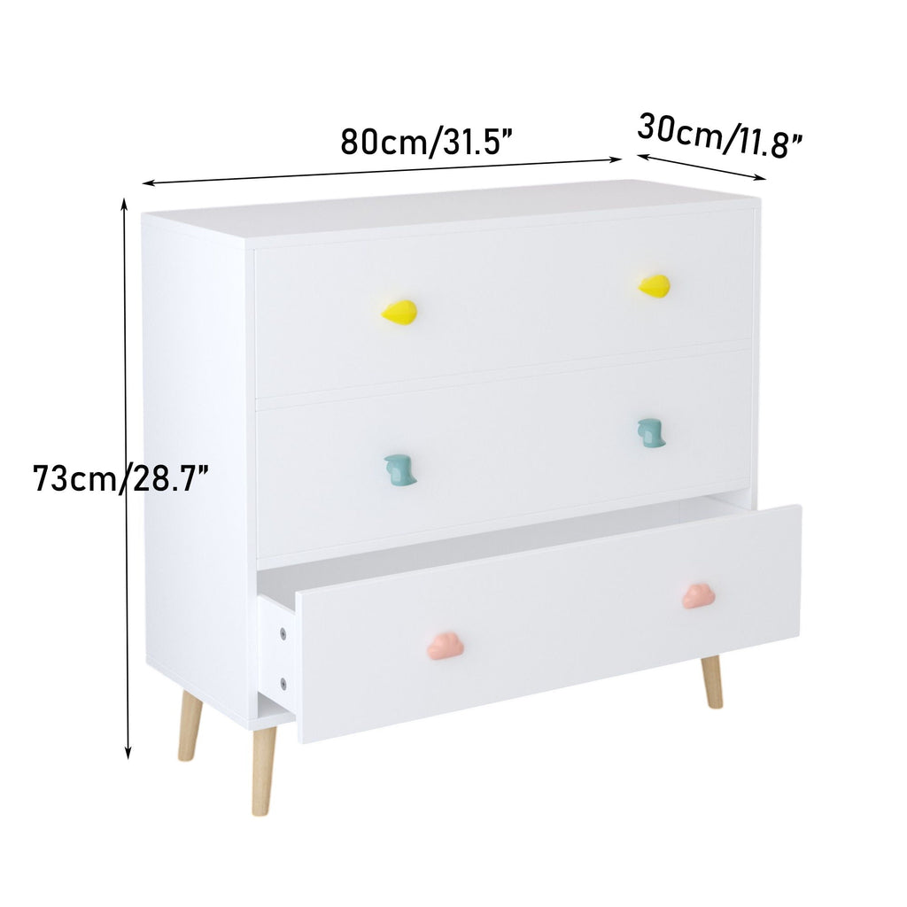 3 Drawer Dresser Storage Cabinet with Anti-Tip Safety - White or Green
