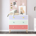 3 Drawer Dresser Storage Cabinet with Anti-Tip Safety - White or Green
