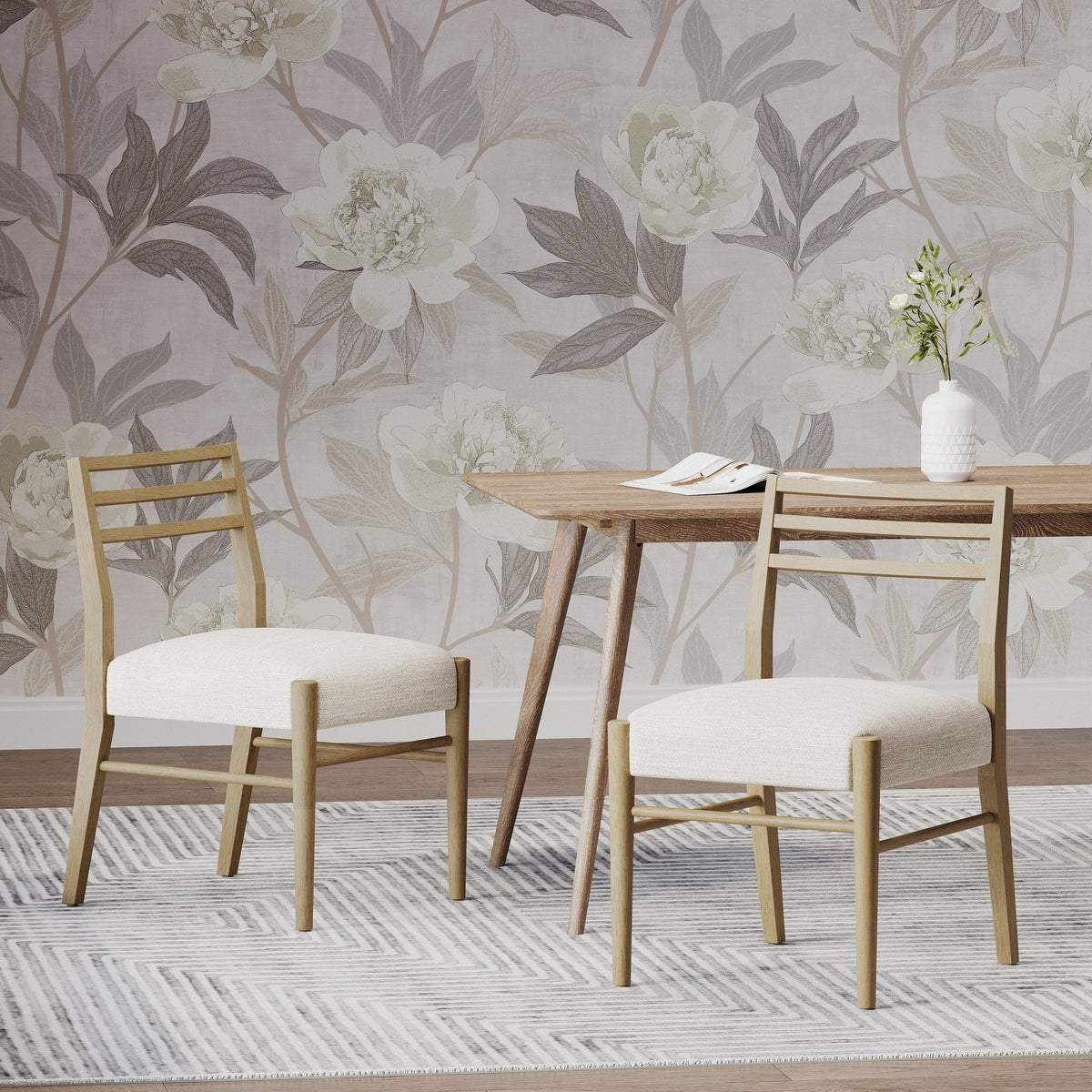 Pinnacle Dining Chair Set of 2 with Upholstered Seat - Beige or Grey