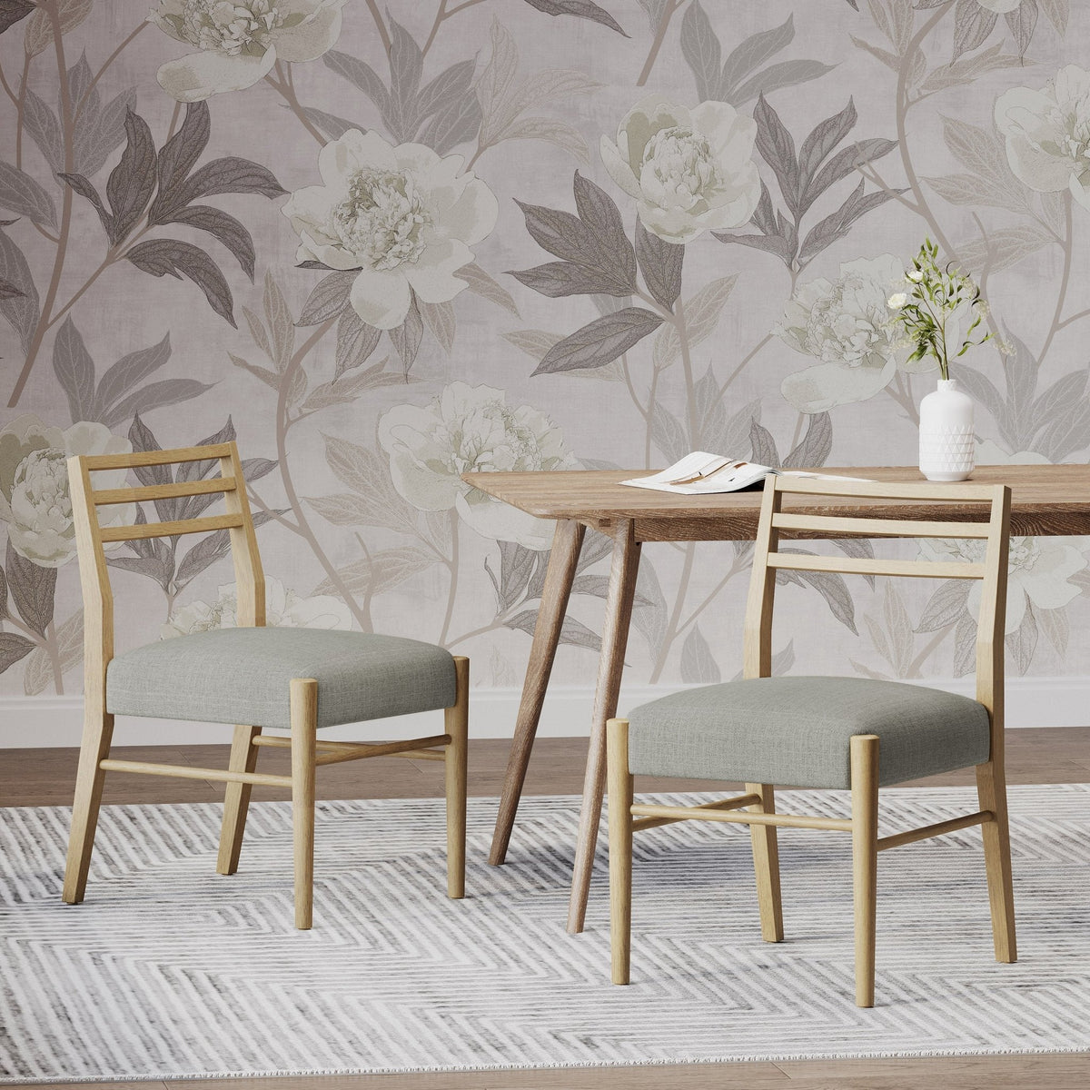 Pinnacle Dining Chair Set of 2 with Upholstered Seat - Beige or Grey
